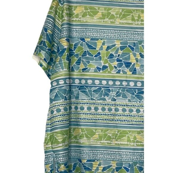 Alfred Dunner Woman  Top Sz 1X Lined Pullover Embellish Collar Blue Green Shirt - Picture 9 of 11